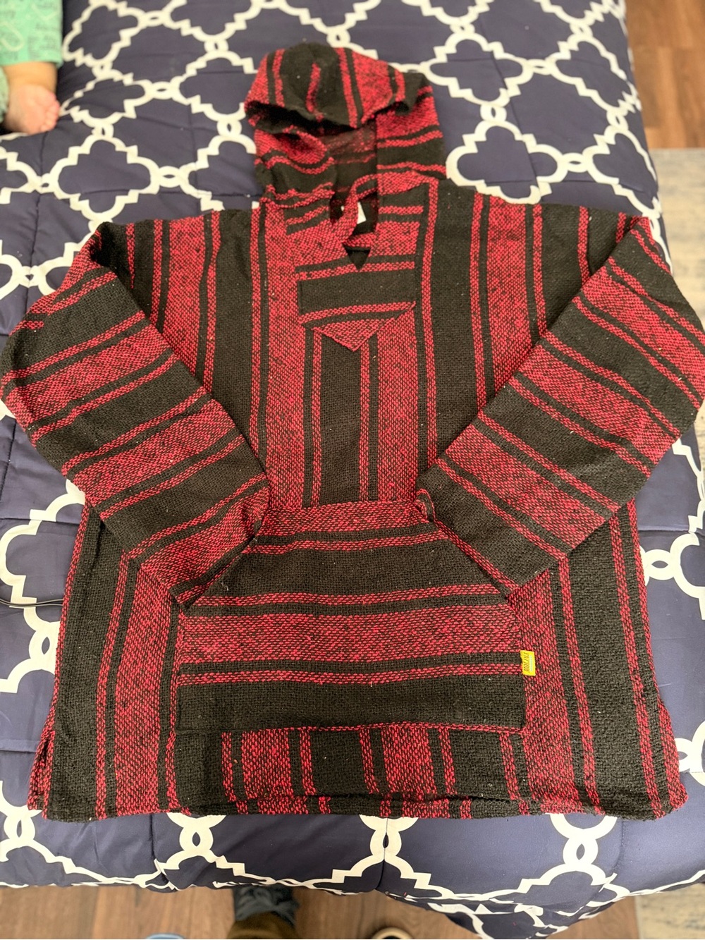 New Authentic Molina 
Baja Hoodie In Red and Black Strips